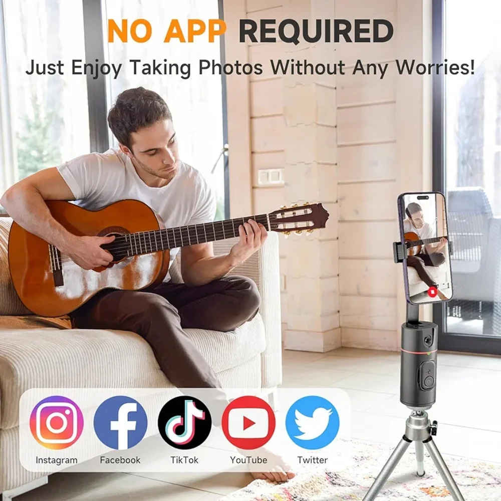 Auto Face Tracking Tripod, No App Required, 360° Rotation Auto Tracking